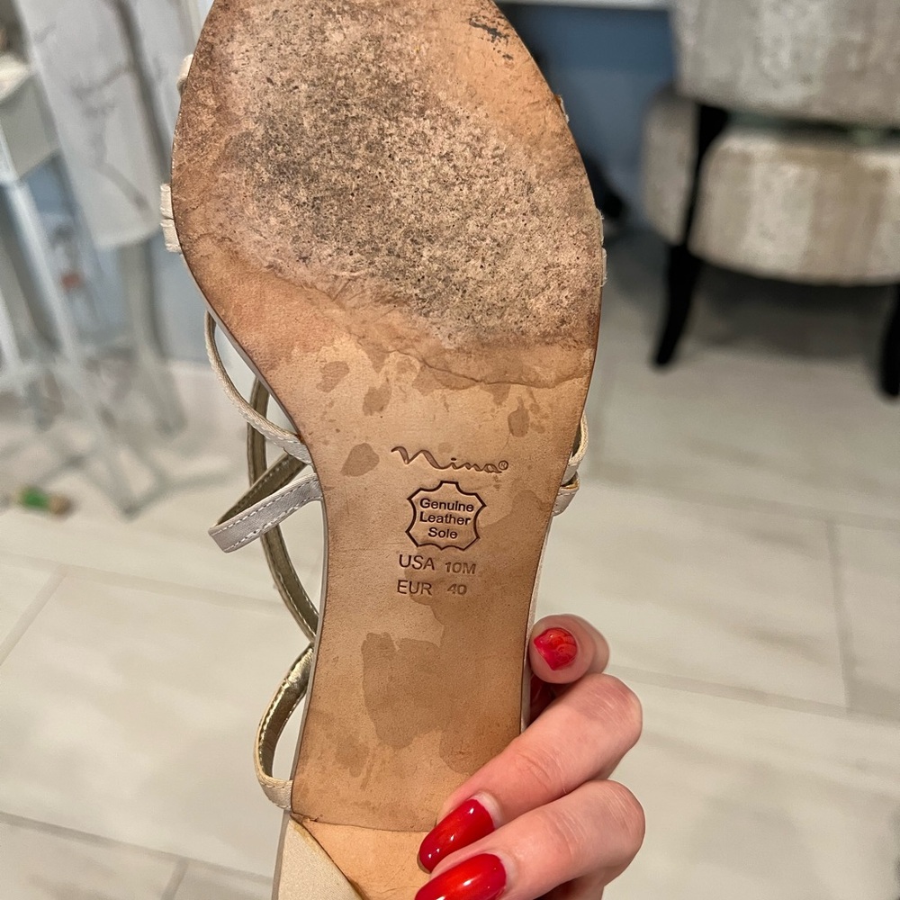 Nina Cream Strappy Heels with Slingback Design - Picture 4 of 4